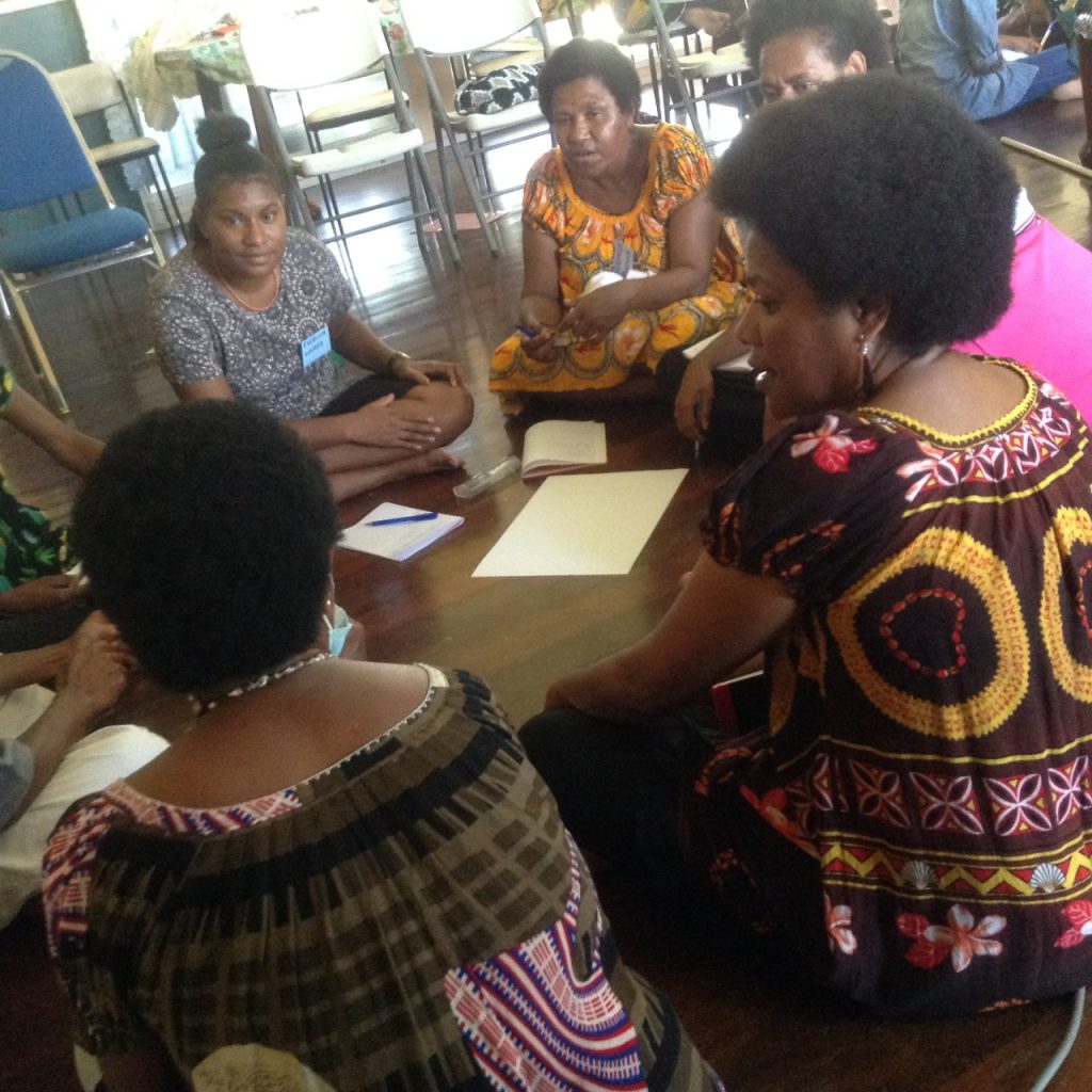 Health Clinic Staff discussing the referral pathway for women with positive results in their remote communities. September 2021